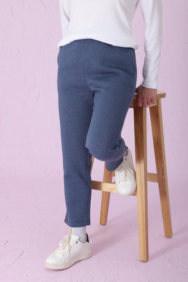 Poly Cotton Fleece Crop Pant in Blue