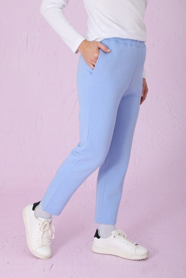 Poly Cotton Fleece Crop Pant in Blue