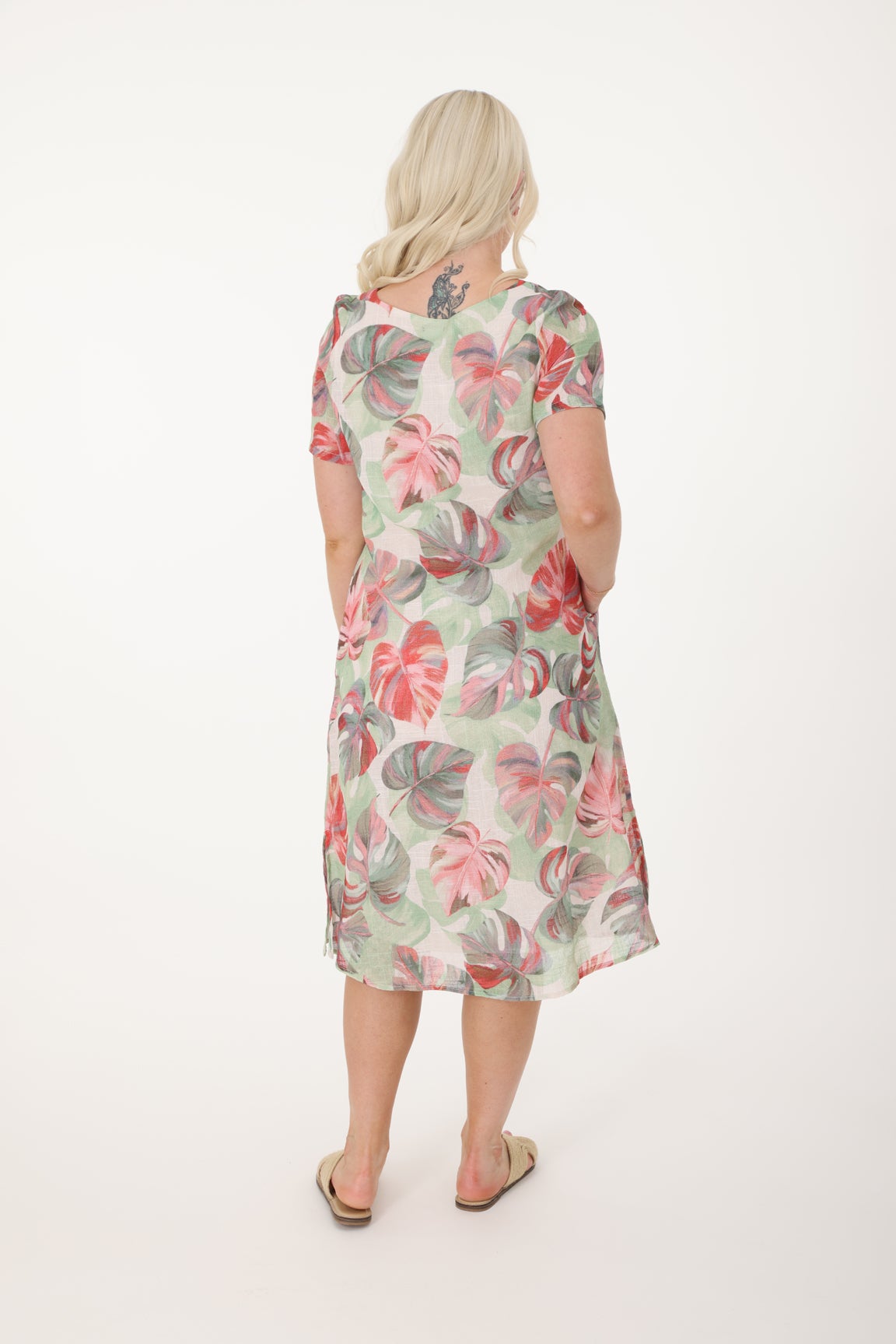 Printed 100% Cotton Dress in Pink