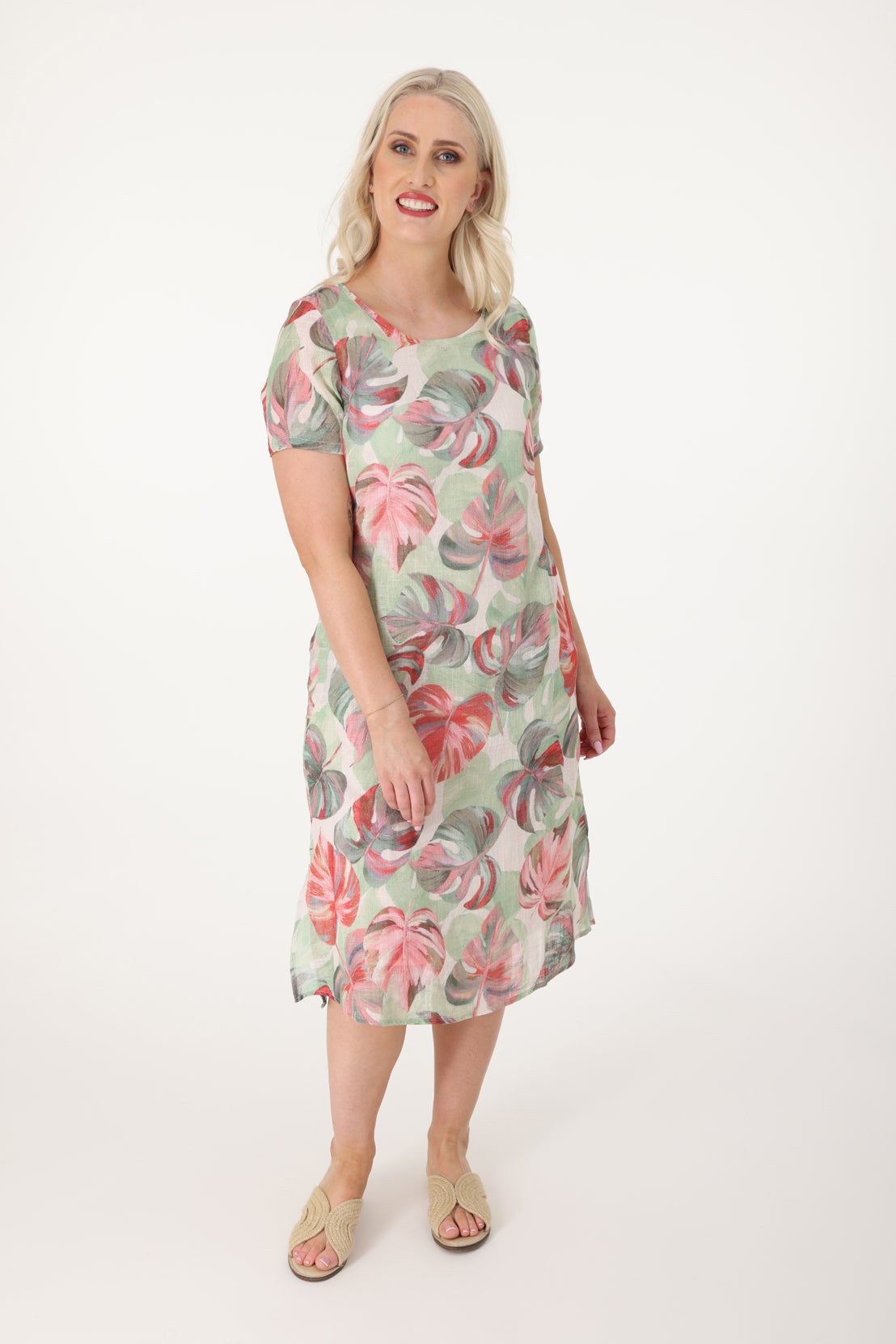 Printed 100% Cotton Dress in Pink