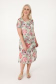 Printed 100% Cotton Dress in Pink