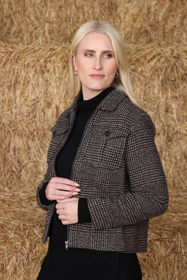 Textured Check Coats Jacket in Brown