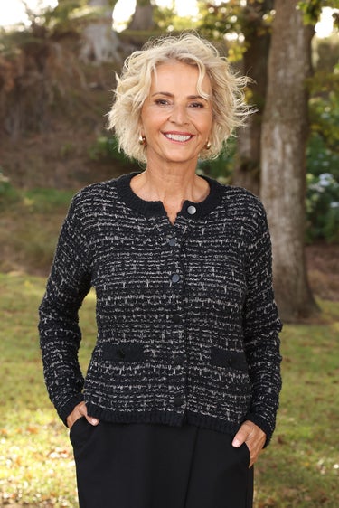 Cotton Acrylic Knit Jacket in Black