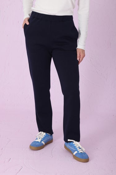 Poly Cotton Fleece Regular Pant in Navy