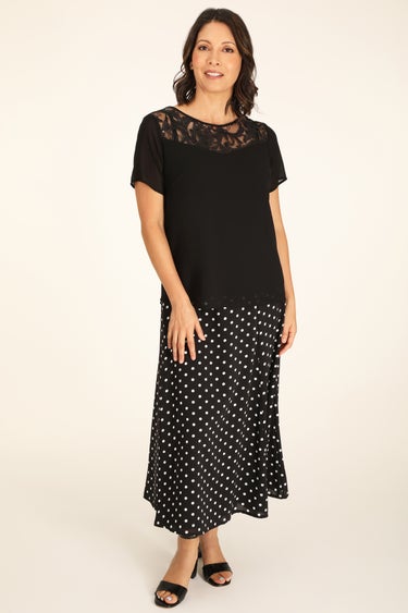 Evening Co-ord Embroided Top in Black