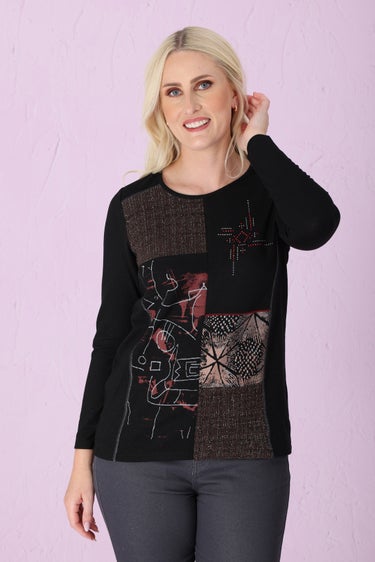 Fancy Warm Touch Tunic in Black