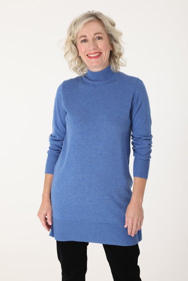 Fine Cosy Knitwear Tunic in Blue