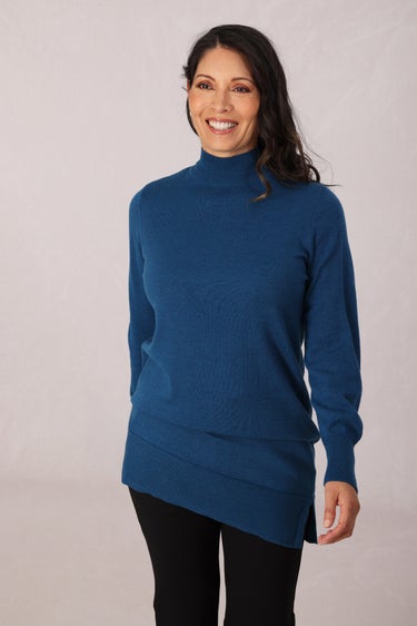 Fine Cosy Knitwear Tunic in Blue