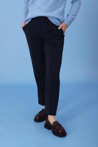 Warm Brushed Stretch Straight Leg Extra Short Pant in Navy